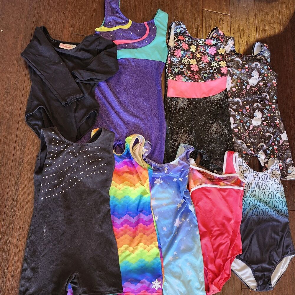 Lot of 9 Girls Gymnastics Leotards Biketards Size Small 7-8 Used GK Elite Dance - Picture 3 of 3